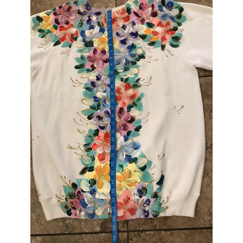 Vtg 80s Horito Fulgenzi Hand Paint Open Cardigan Jacket Art to Wear Retro Sz XL - Picture 8 of 13